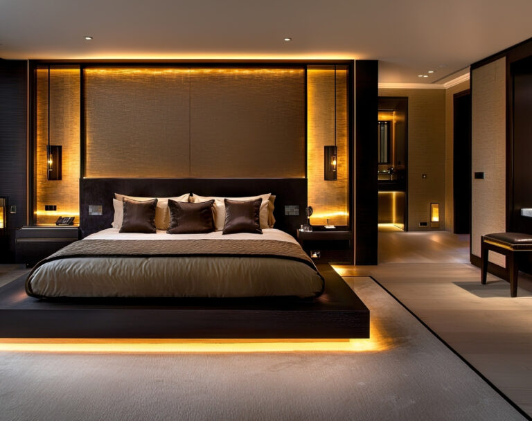 Sypialnia z podświetleniem